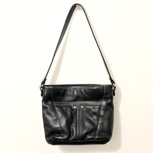 Rosetti Black Leather Triple-Entry Shoulder Bag